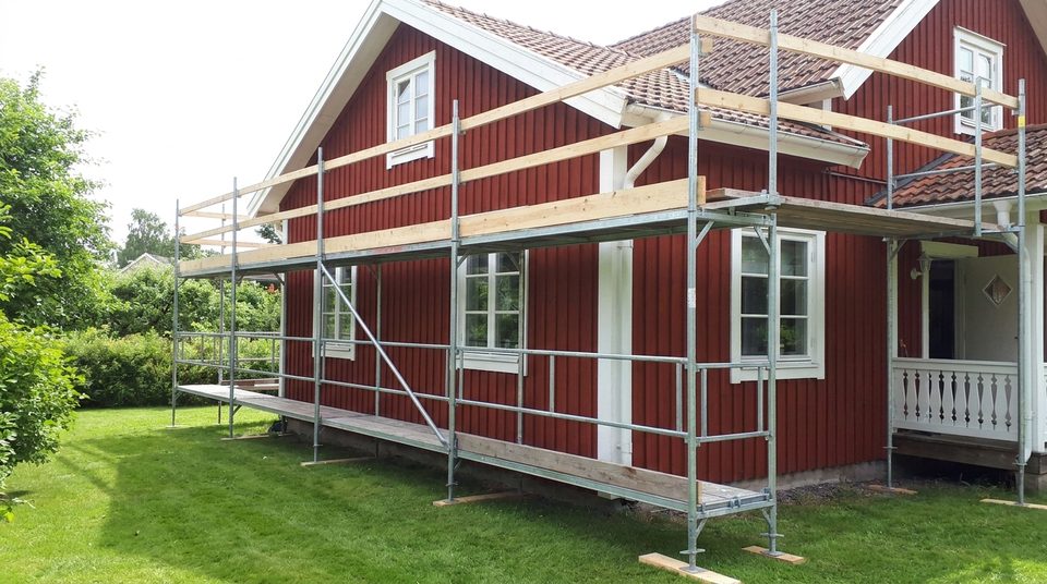 Ställning för takarbete